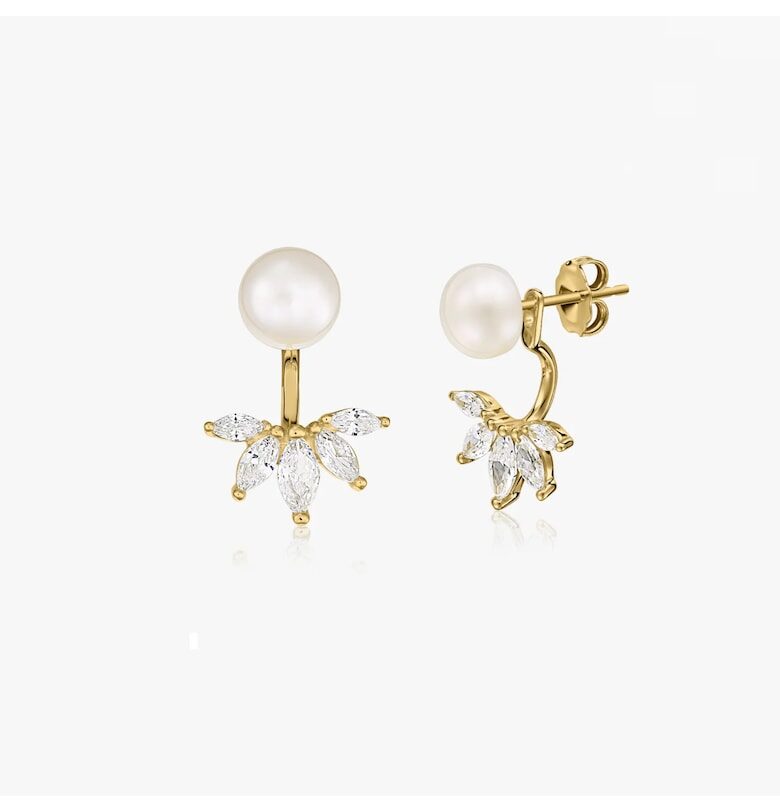 Сребърни обеци Golden Day to Night - Естествени перли INDIRA