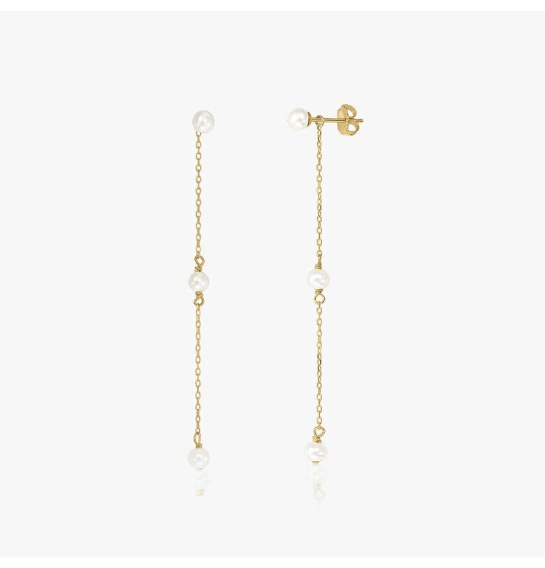 Сребърни обеци Golden Leilani - Естествени перли INDIRA