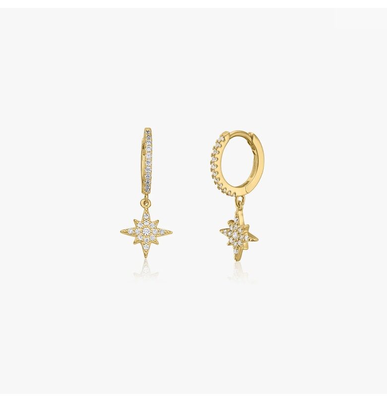 Сребърни обеци Golden North Star - Цирконий INDIRA