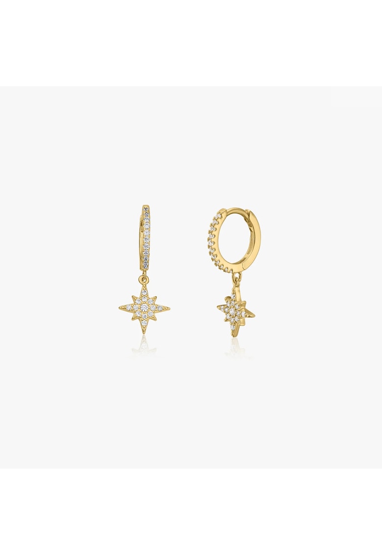 Сребърни обеци Golden North Star - Цирконий INDIRA