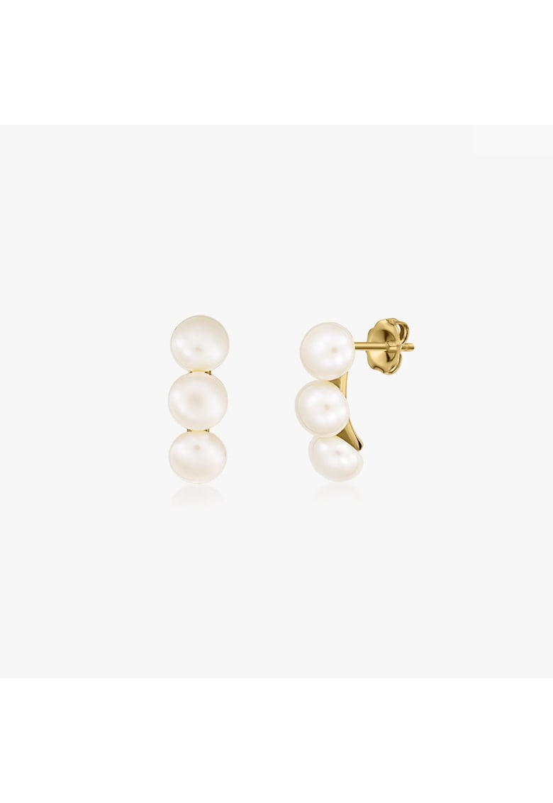 Сребърни обеци Golden Trio - Естествени перли INDIRA