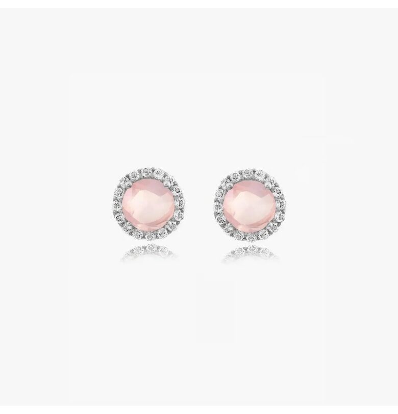 Сребърни обеци Keira - розов кварц INDIRA
