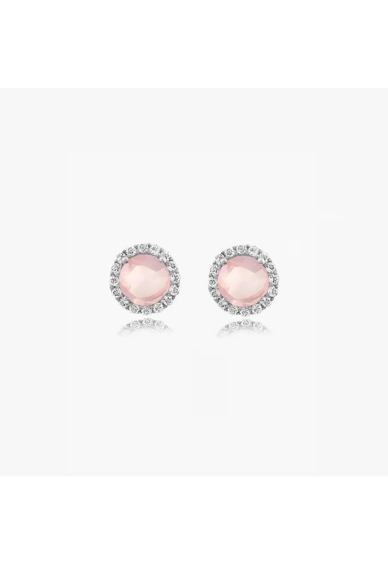 Сребърни обеци Keira - розов кварц INDIRA