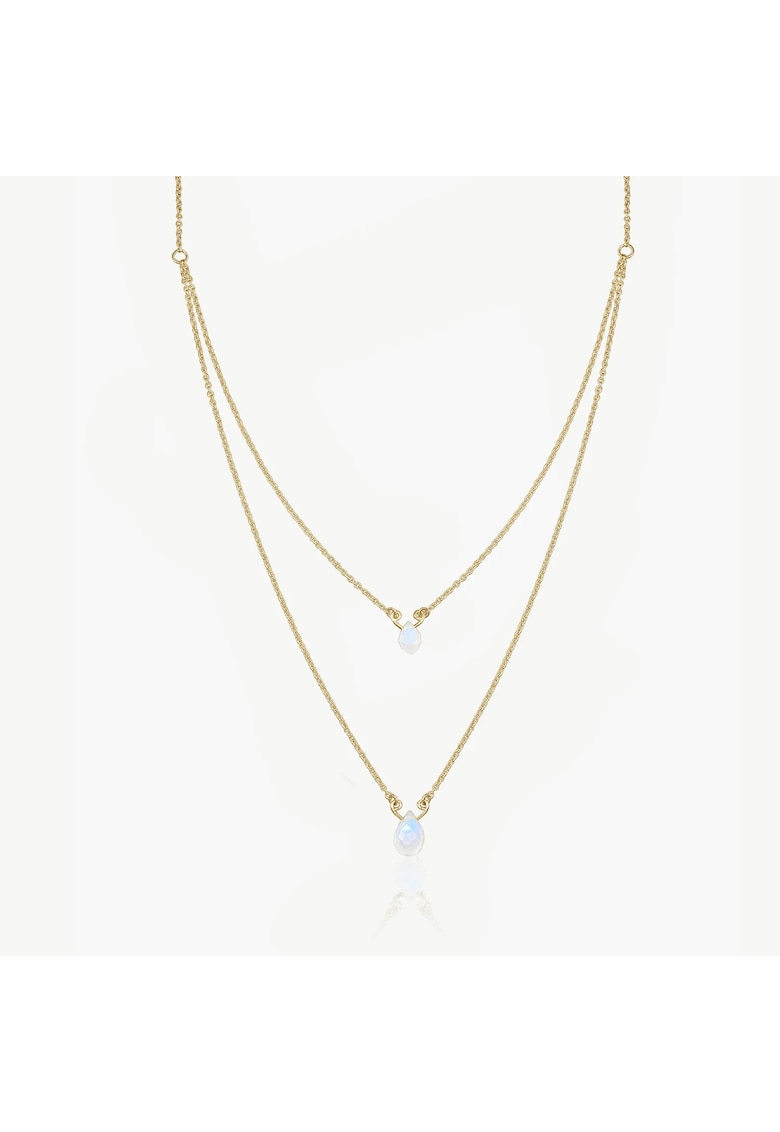 Сребърно колие Double Rainbow Golden – Лунен камък INDIRA