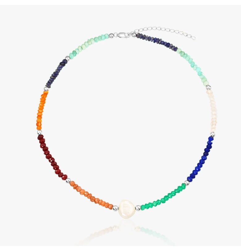 Сребърно колие Freya - Полускъпоценни камъни INDIRA