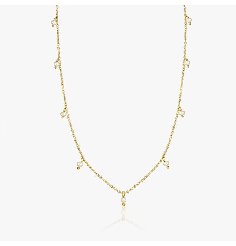 Сребърно колие Golden Margot - Естествени перли INDIRA