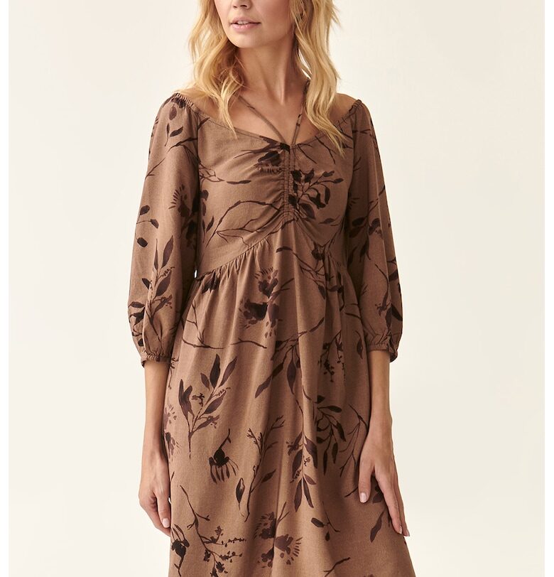 Среднодълга пола с шарка - Тъмнокафяв/Сиво-кафяв Tatuum