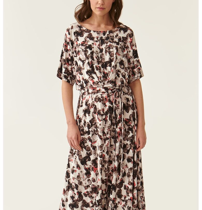 Среднодълга рокля с десен - Бял/Черен/Корал Tatuum