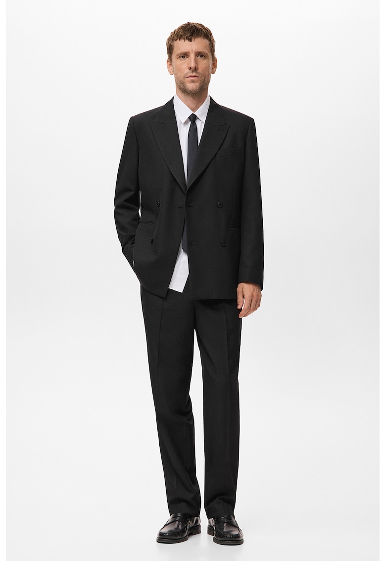 Стандартен официален панталон с вълна - Избеляло черно Mango