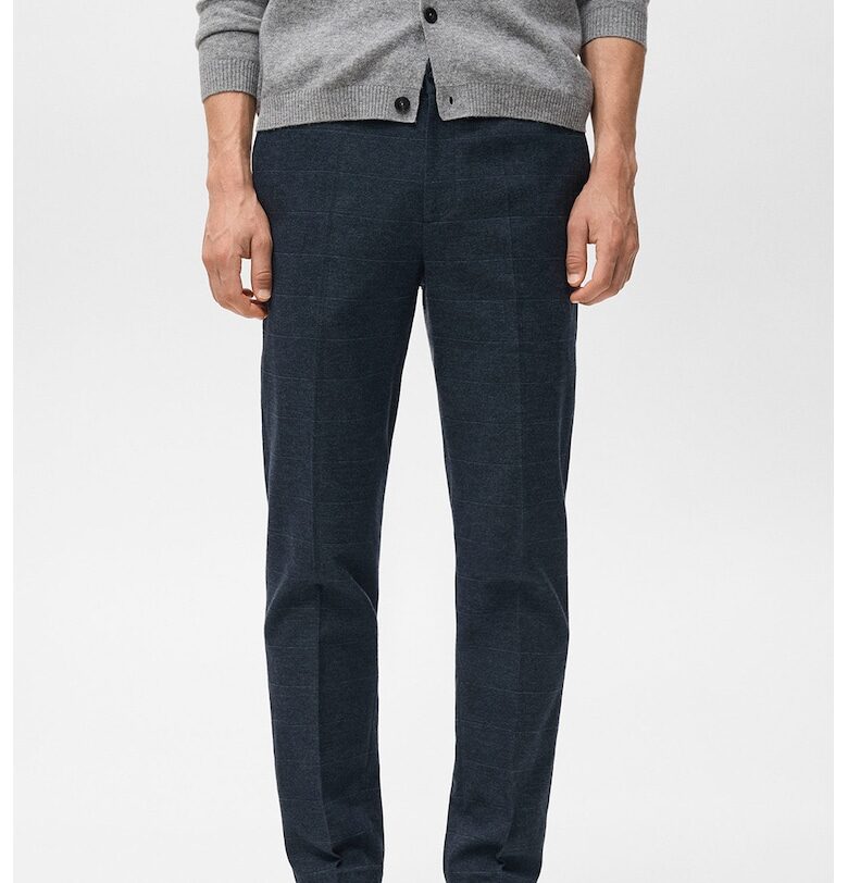 Стандартен панталон с памук - Тъмносин Mango