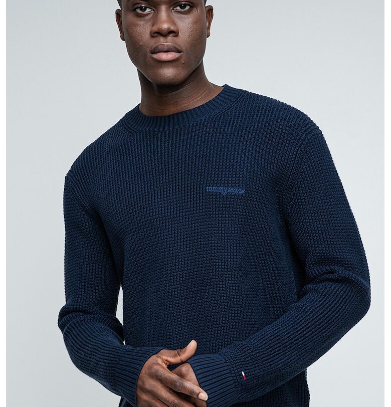 Стандартен пуловер от органичен памук - Тъмносин Tommy Jeans