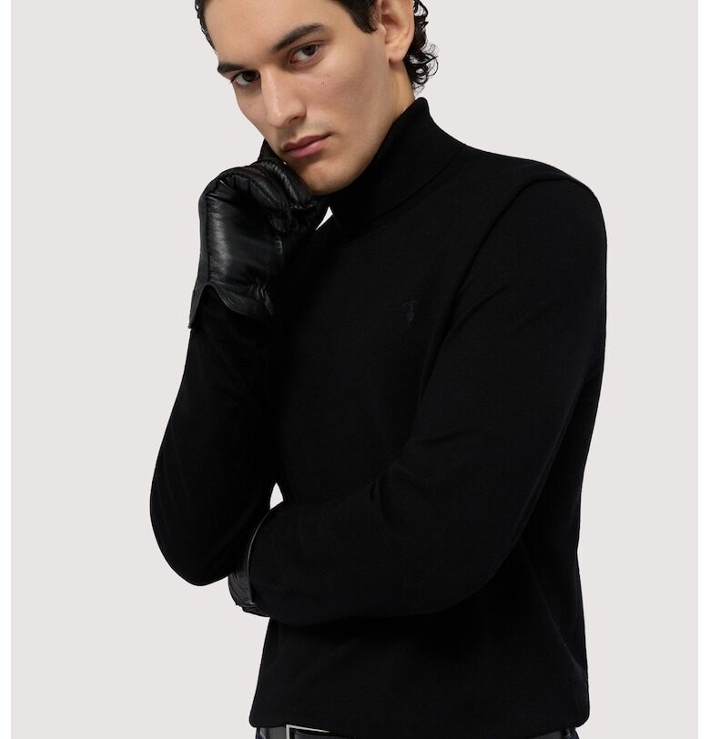 Стандартен пуловер с поло - Черен Trussardi