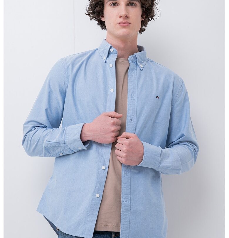 Стандартна риза Oxford Heritage - Светлосин меланж Tommy Hilfiger