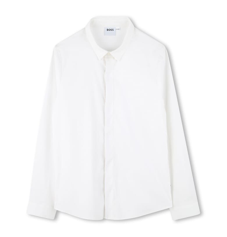Стандартна риза с памук - Бял BOSS Kidswear