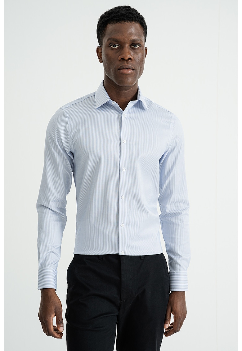Стандартна риза с памук - Бял/Светлосин CALVIN KLEIN