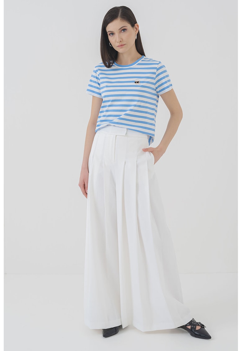 Стандартна тениска от органичен памук - Бял/Небесносин Karl Lagerfeld