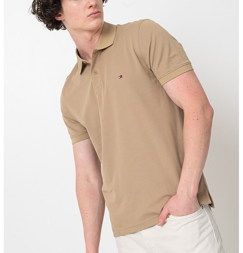 Стандартна тениска с яка - Кафяв/Бежов Tommy Hilfiger