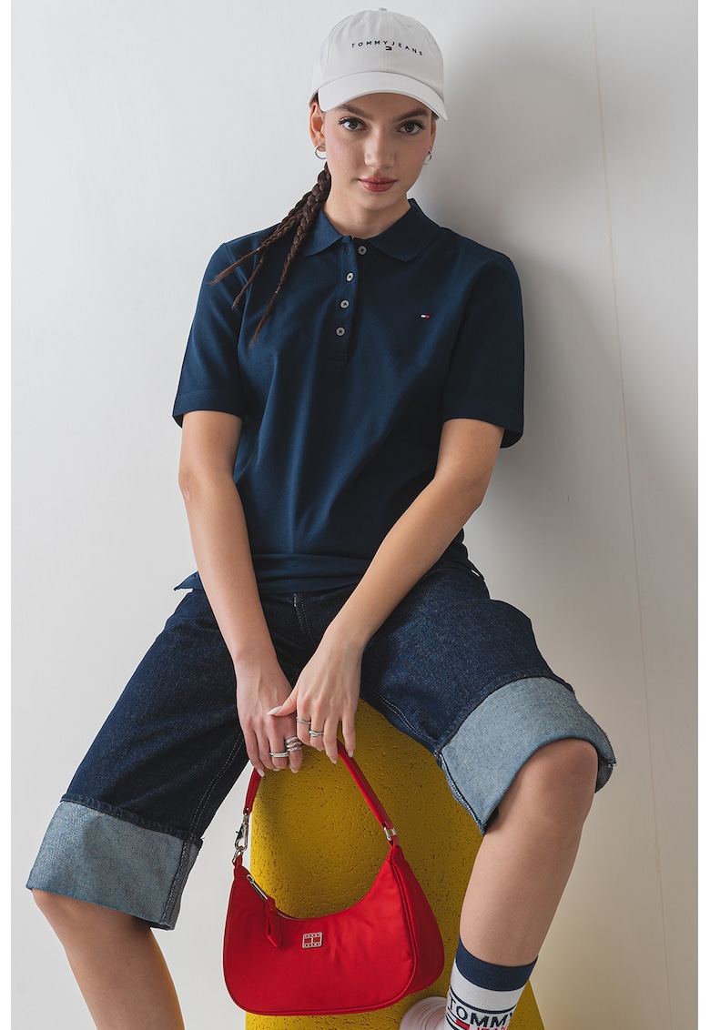 Стандартна тениска с яка - Ултрамарин синьо Tommy Hilfiger