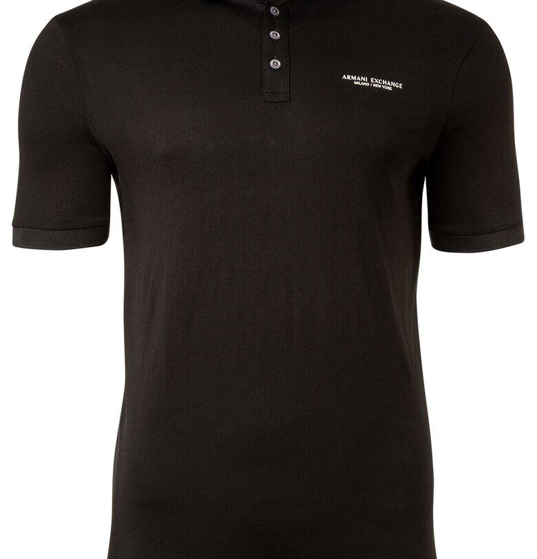 Стандартна тениска с яка - Черен ARMANI EXCHANGE