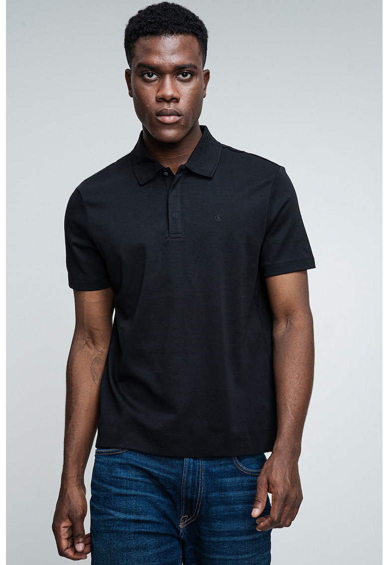 Стандартна тениска с яка - Черен CALVIN KLEIN