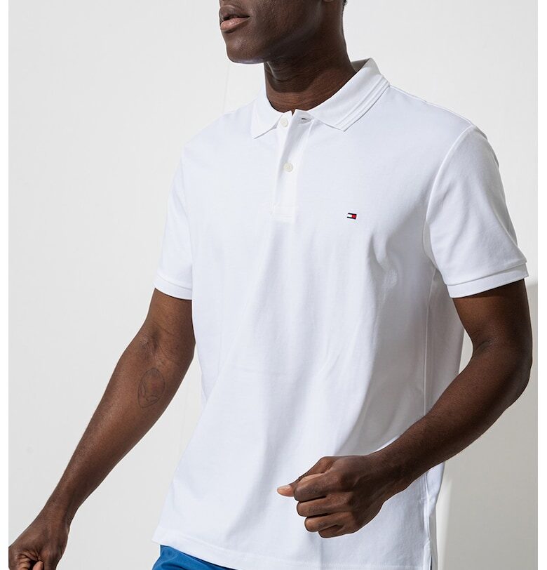 Стандартна тениска с яка и лого - Бял Tommy Hilfiger