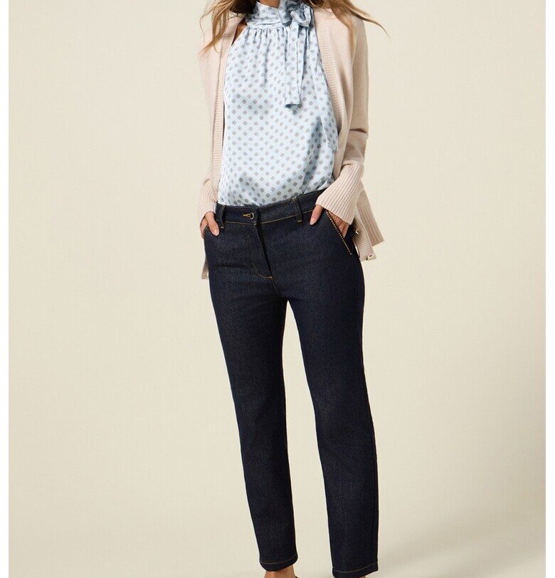 Стандартни дънки с контрастни шевове - Тъмносин Oltre