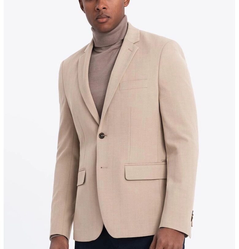 Стандартно сако с джобове с капаче - Сиво-кафяв OMBRE