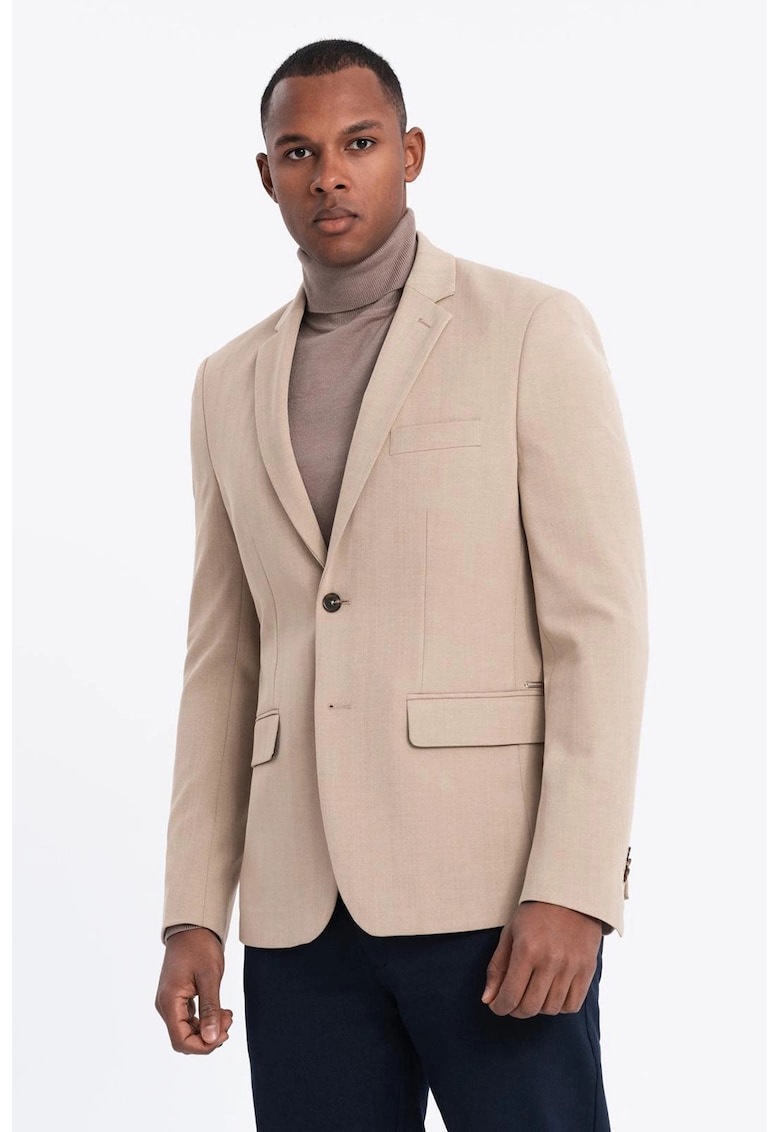 Стандартно сако с джобове с капаче - Сиво-кафяв OMBRE