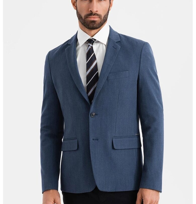 Стандартно сако с джобове с капаче - Тъмносин OMBRE