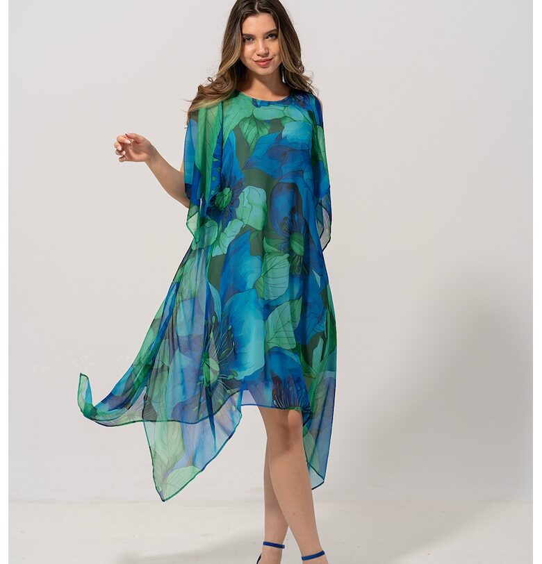 Стелеща се десенирана рокля Karly - Зелен/Син Hermosa