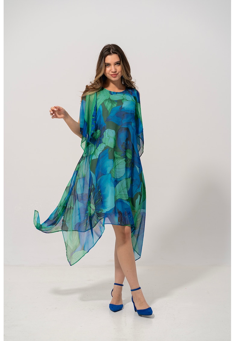 Стелеща се десенирана рокля Karly - Зелен/Син Hermosa