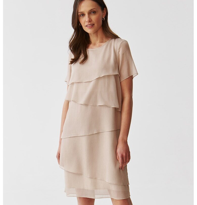 Стелеща се миди рокля - Светло бежово Tatuum