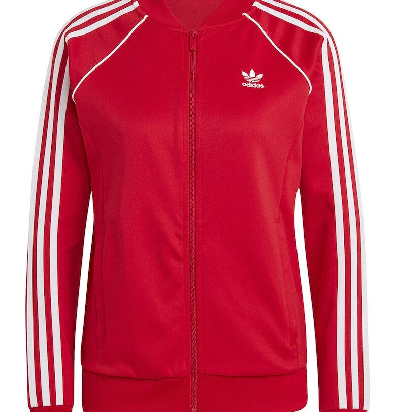 Суитшърт Adicolor Classics с цип - Бял/Аленочервен adidas Originals