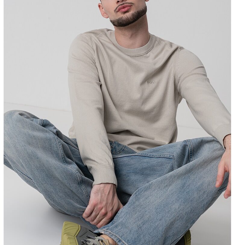 Суитшърт Asac с лого - Бежов BOSS