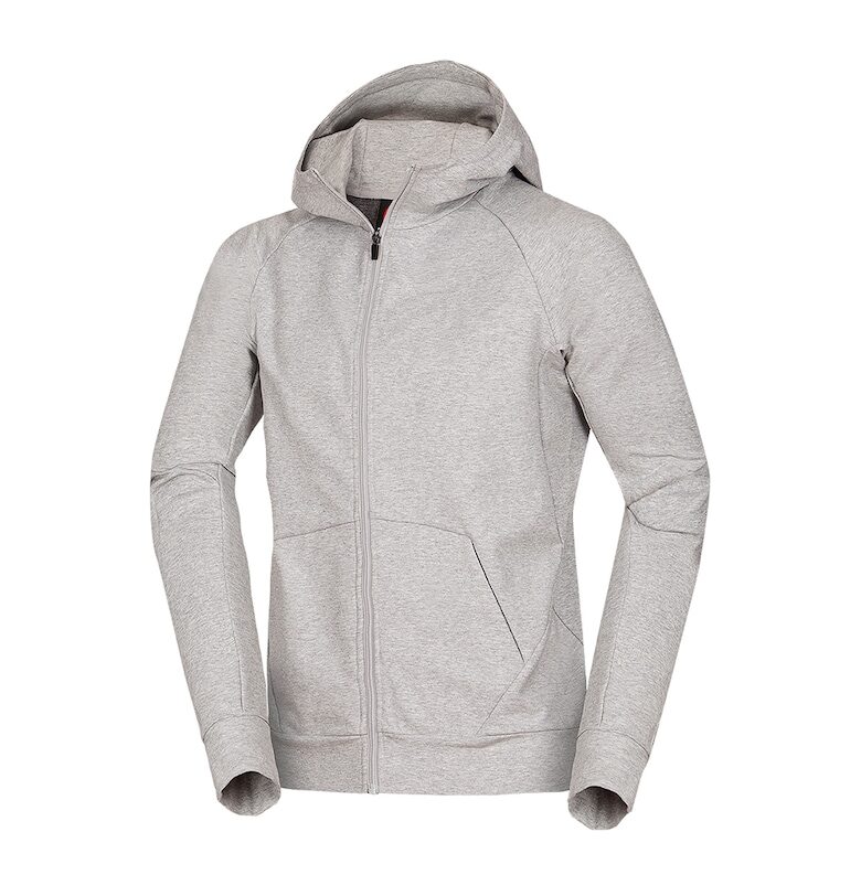 Суитшърт Bherm с качулка - цип и джобове отпред - Светлосив меланж NORTHFINDER