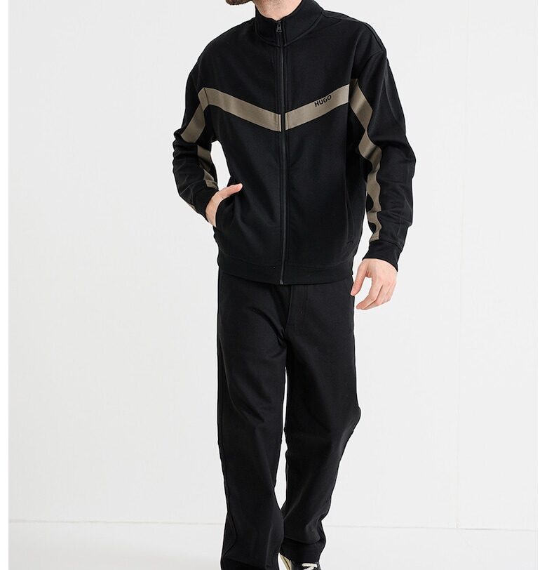 Суитшърт Darti с цип и лого - Черен/Бежов HUGO