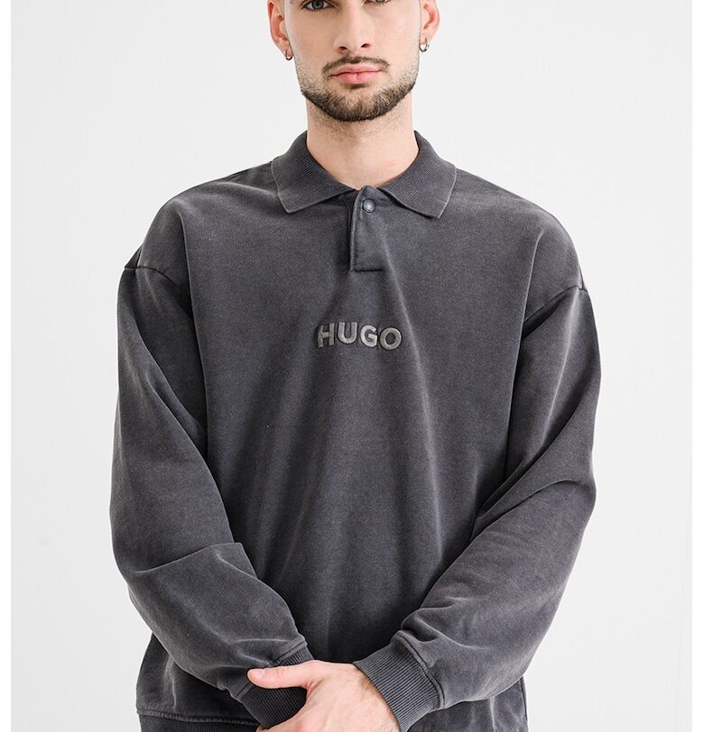 Суитшърт Delwy с яка и бродирано лого - Tъмносив HUGO