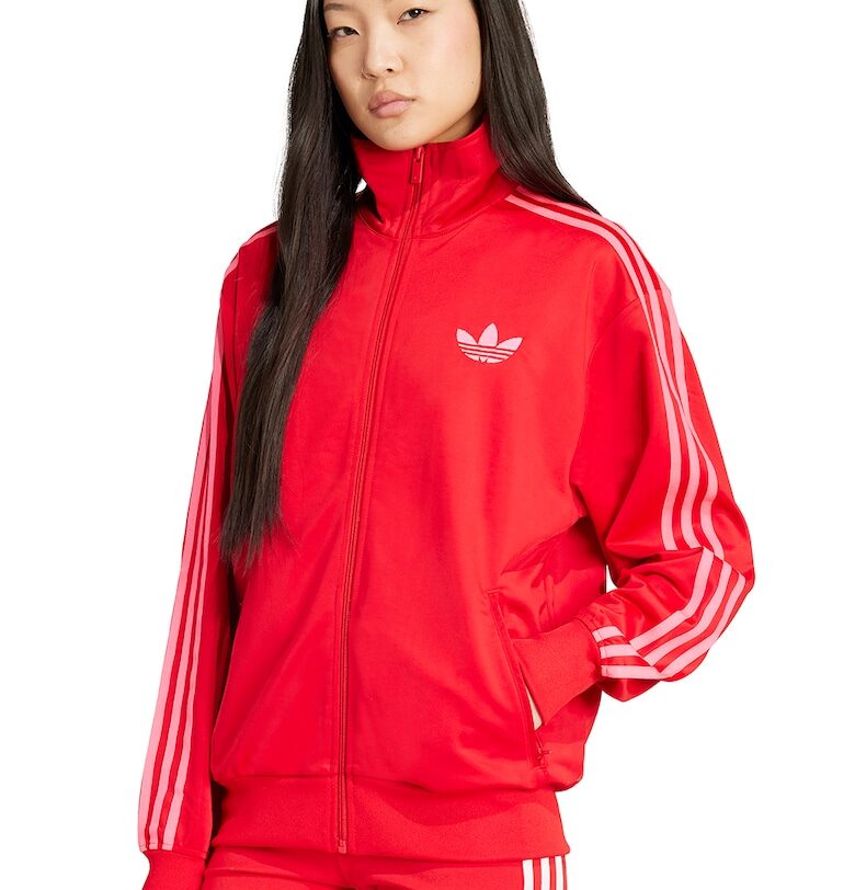 Суитшърт Firebird Track с лого и цип - Аленочервен/Мръснобял adidas Originals