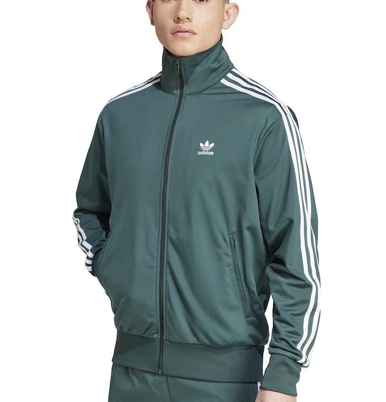 Суитшърт Firebird с цип и висока яка - Бял/Аква зелено adidas Originals