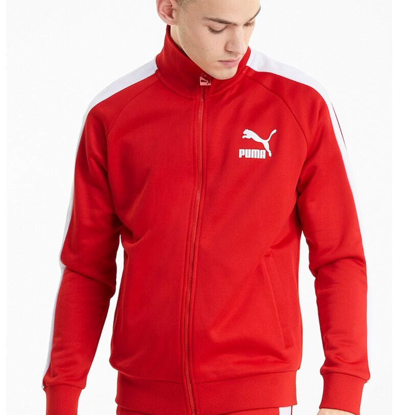 Суитшърт Iconic T7 PT с цип и ръкави реглан - Червен/Бял Puma