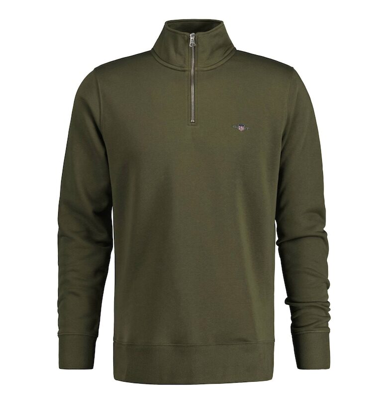 Суитшърт Shield с къс цип - Зелен Gant