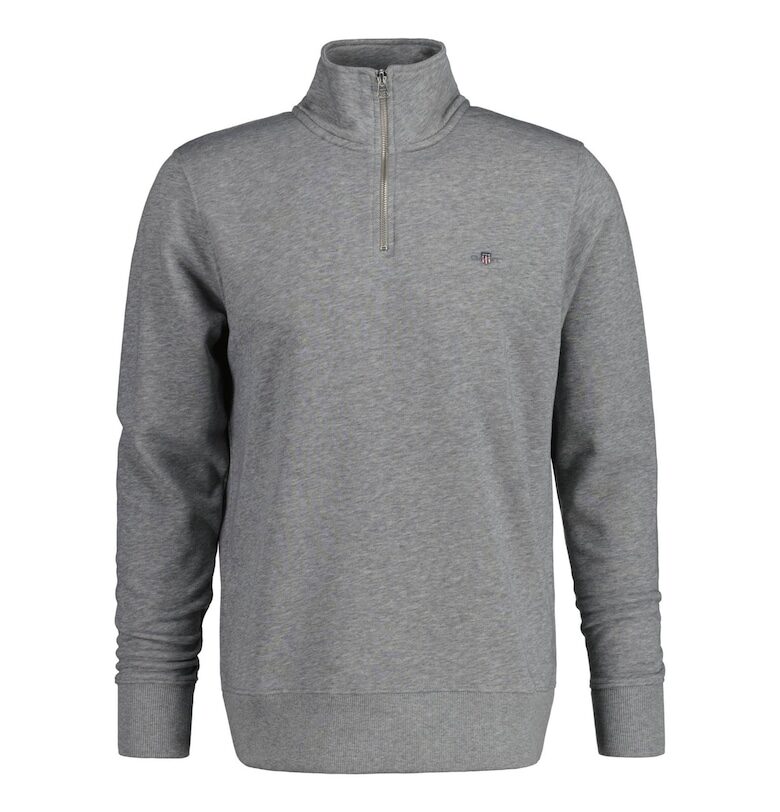 Суитшърт Shield с къс цип - Сив Gant