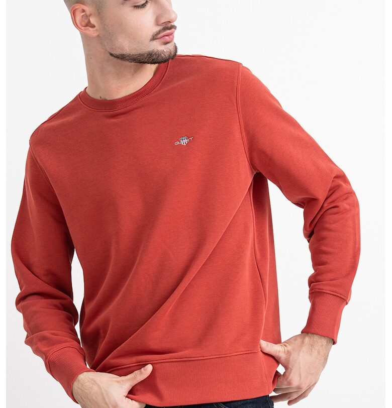 Суитшърт Shield с овално деколте - Керемидено червено Gant