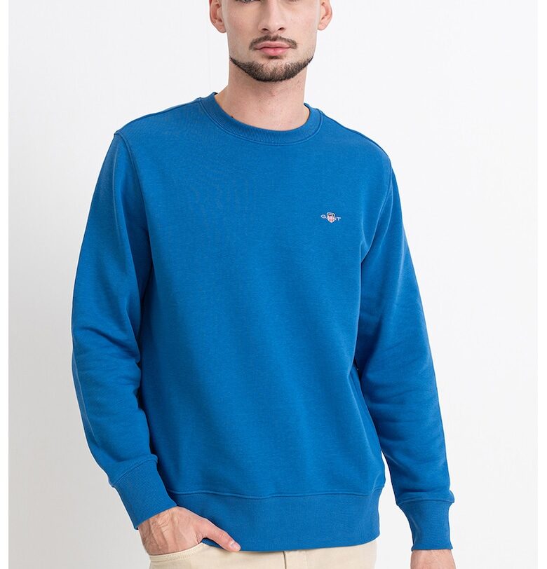 Суитшърт Shield с овално деколте - Небесносин Gant