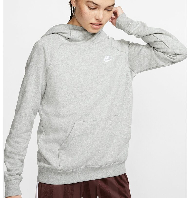 Суитшърт Sportswear Essential с качулка и джоб тип кенгуру - Сив меланж Nike