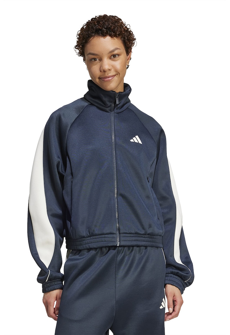 Суитшърт Stadium с цип и ръкави реглан - Бял/Черен adidas Sportswear