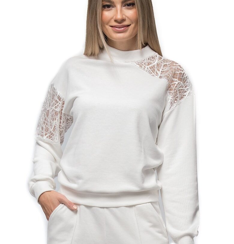Суитшърт Tania с дантела и бродерии - Бял CASA DE MODA VIGO