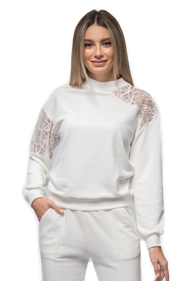 Суитшърт Tania с дантела и бродерии - Бял CASA DE MODA VIGO