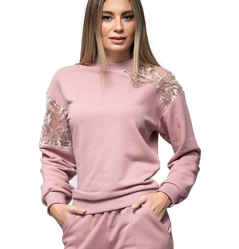 Суитшърт Tania с дантела и бродерии - Розово CASA DE MODA VIGO