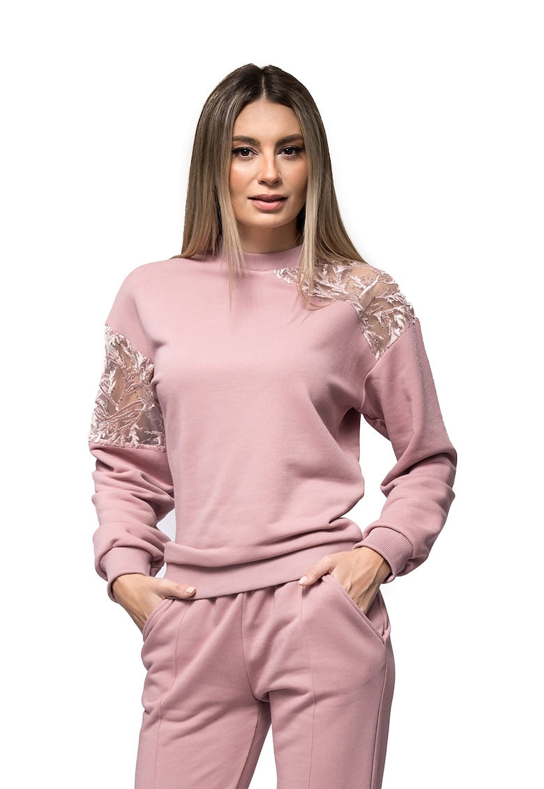 Суитшърт Tania с дантела и бродерии - Розово CASA DE MODA VIGO